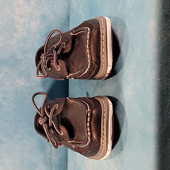 ❤Men's Sperry Top Siders, Black Leather w/ Tri-Color Soles & Memory Foam Insoles - Picture 6 of 13